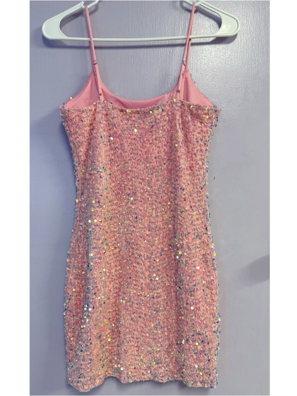 Lucy in the Sky Pink Sequin Mini Bodycon Dress Sleeveless Size S - Picture 4 of 8